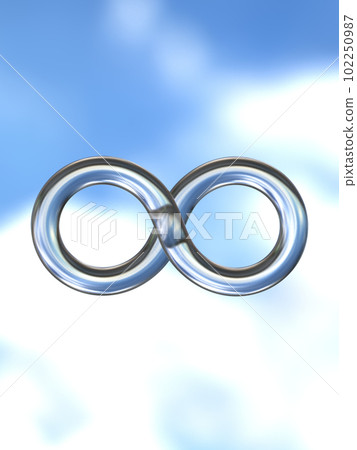Floating glass infinity mark 3D illustration vertical 102250987