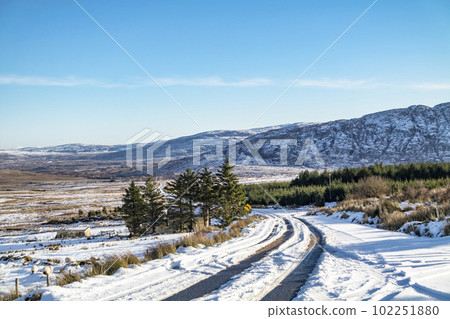The Muckish gap road in winter - County Donegal, Ireland The Muckish gap road in winter - County Donegal, Ireland 102251880