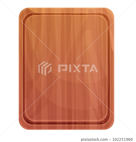 Cutting board wooden chopping desk top view in cartoon style isolated on white background. Wood shield, menu mockup 102251960