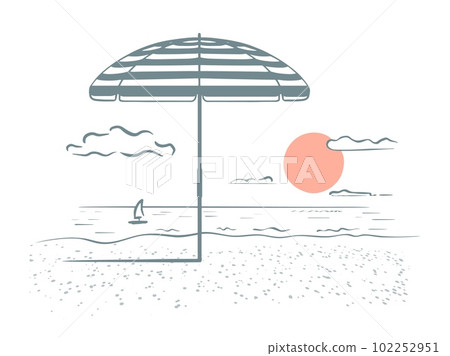 sketch summer beach sea sun vector eps10 102252951