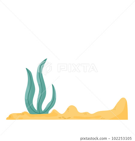 Underwater bottom. Sand and seaweed. Vector cartoon illustration. Underwater bottom. Sand and seaweed. Vector cartoon illustration. 102253105