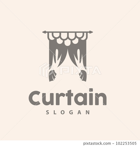 Curtain Logo, Home Interior Simple Design, Furniture Window Curtain Vector, Illustration Symbol Icon 102253505