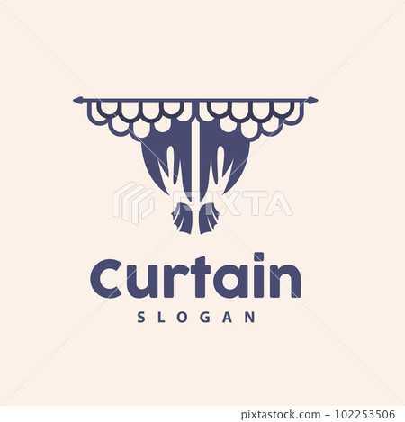 Curtain Logo, Home Interior Simple Design, Furniture Window Curtain Vector, Illustration Symbol Icon 102253506