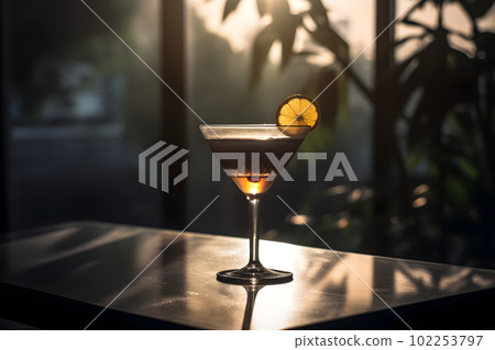 Espresso or apple martini in sunlight room 102253797