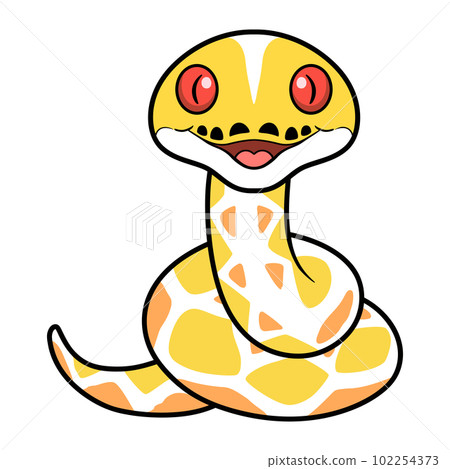 Cute amelanistic reticulated python cartoon 102254373