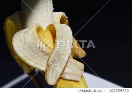 Pealed Banana Isolated and Heart Shape 102254733
