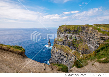 Spectacular Cliffs of Moher are sea cliffs located at the southwestern edge of the Burren region in County Clare, Ireland. Wild Atlantic way 102255155