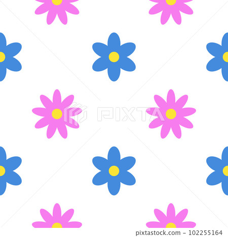 Flowers, seamless pattern, vector. Flowers pink and blue on a white background. Flowers, seamless pattern, vector. Flowers pink and blue on a white background. 102255164