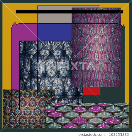 線描和萬花筒快照CG圖像合成 線描和萬花筒快照CG圖像合成 102255283