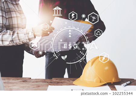 Group of Business discussing to ESG for Environmental Social and Governance, Sustainable environment concept Group of Business discussing to ESG for Environmental Social and Governance, Sustainable environment concept 102255344
