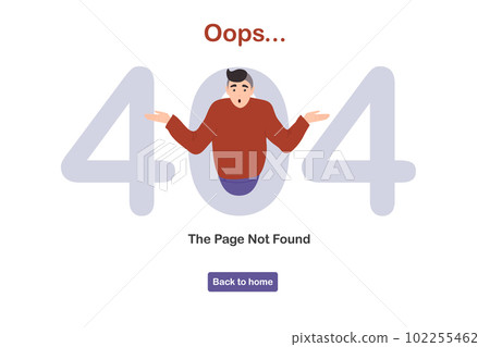 404 error page with man vector. Concept of error 404, page not found, online service notification. 102255462