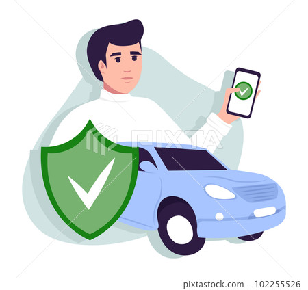 Car insurance coverage concept. Automobile protection, security, safety set. People protecting car with insurance and signing form with red auto. Car insurance coverage concept. Automobile protection, security, safety set. People protecting car with insurance and signing form with red auto. 102255526