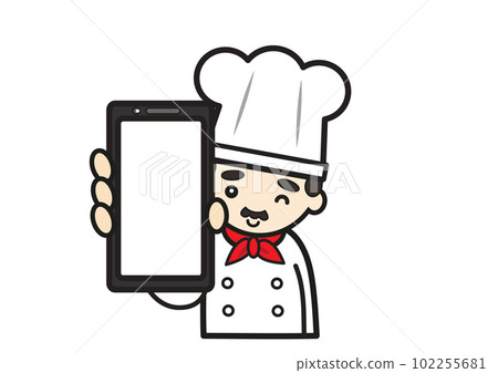 restaurant chef with smartphone restaurant chef with smartphone 102255681