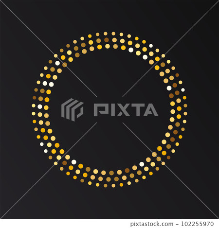 Gold Halftone round frame. Golden luxury Halftone circle logo. Gold Halftone round frame. Golden luxury Halftone circle logo. 102255970