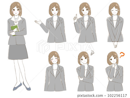 Women in suits 2023 pose variations 102256117