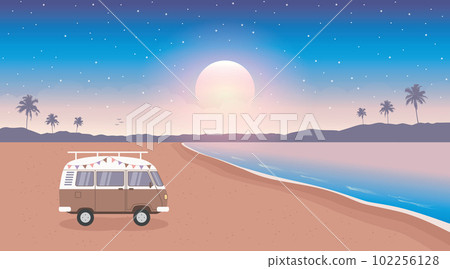 secret paradise beach summer holiday with camper van 102256128
