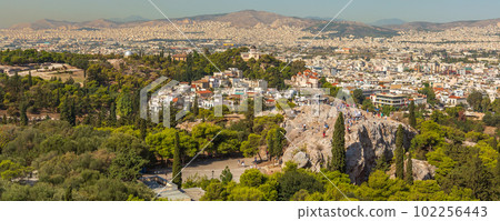 Athens skyline with church Agia Marina, Greece 102256443