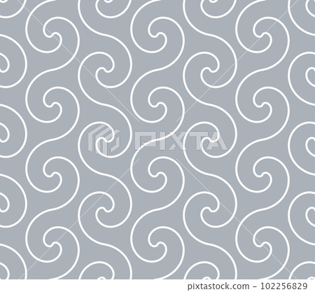 The geometric pattern with wavy lines. Seamless vector background. White and gray texture. Simple lattice graphic design. The geometric pattern with wavy lines. Seamless vector background. White and gray texture. Simple lattice graphic design. 102256829