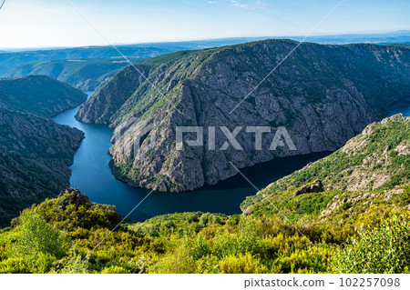 View of Canyon del Sil from Miradoiro da Columna in Parada de Sil in Galicia, Spain, Europe View of Canyon del Sil from Miradoiro da Columna in Parada de Sil in Galicia, Spain, Europe 102257098