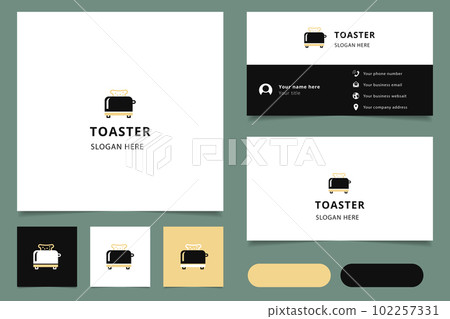 Toaster logo design with editable slogan. Branding book and business card template. Toaster logo design with editable slogan. Branding book and business card template. 102257331