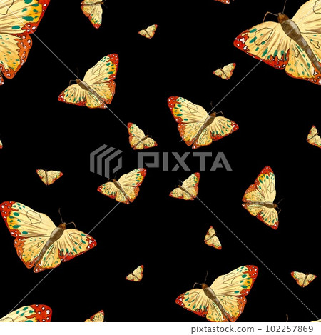 Butterfly orange a watercolor black pattern large Butterfly orange a watercolor black pattern large 102257869