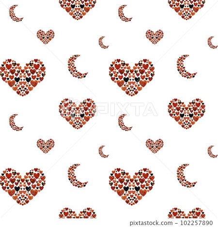Heart crescent half moon cute pattern watercolor  102257890