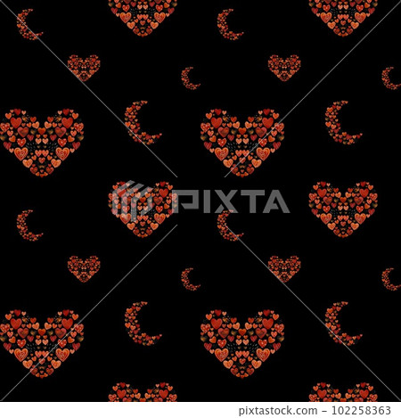 Heart crescent half moon black pattern watercolor  102258363
