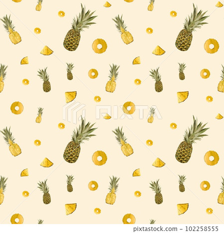 Pineapple yellow fruit a beige pattern watercolor 102258555