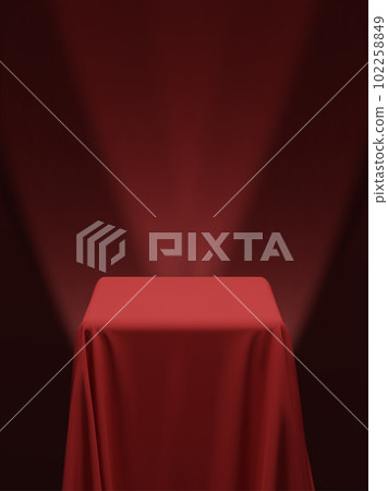 Red fabric covering a cube or a table vector illustration Red fabric covering a cube or a table vector illustration 102258849
