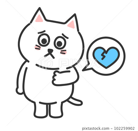 Anthropomorphic illustration of a stressed cat 102259902