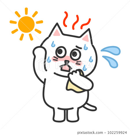 中暑貓擬人化插畫 中暑貓擬人化插畫 102259924