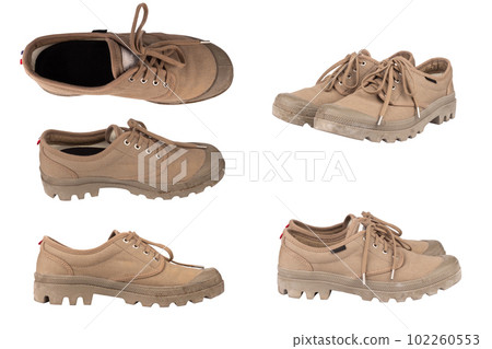canvas shoes color brown isolated on white background canvas shoes color brown isolated on white background 102260553