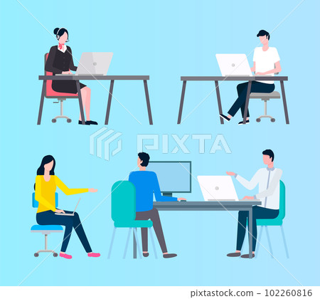 People Working in Office, Man and Woman Vector 102260816