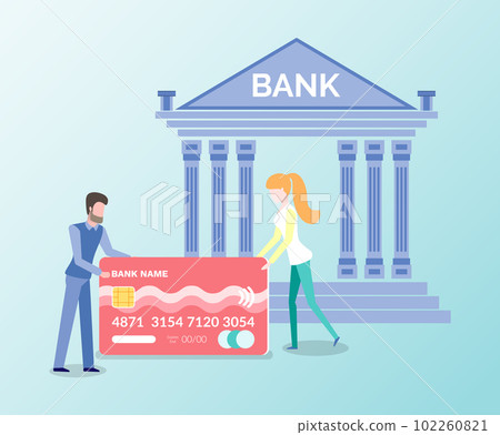 Bank Banking, Credit and Debit Cards with People Bank Banking, Credit and Debit Cards with People 102260821