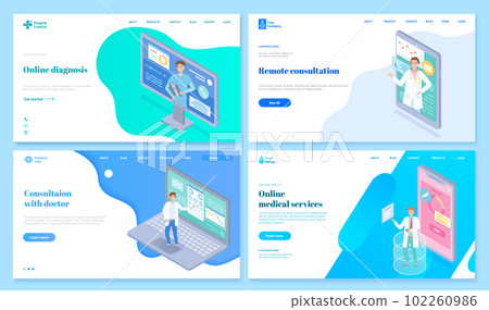 Consultation with doctor, landing page of medical websites, online diagnosis, remote consultation Consultation with doctor, landing page of medical websites, online diagnosis, remote consultation 102260986