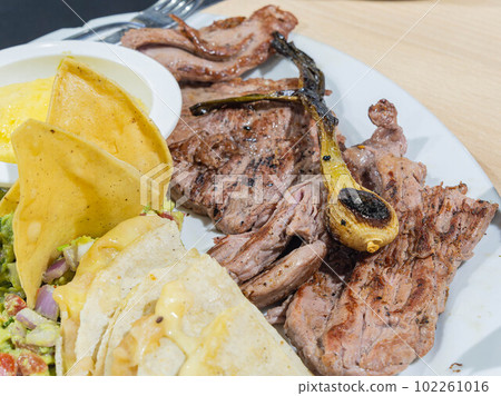 Close up shot of fried steak 102261016
