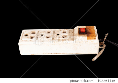 extension socket line cable plug isolated on black background 102261146