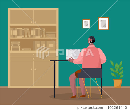 Business woman sitting at a desk working with laptop. Businesswoman manager typing on computer Business woman sitting at a desk working with laptop. Businesswoman manager typing on computer 102261440