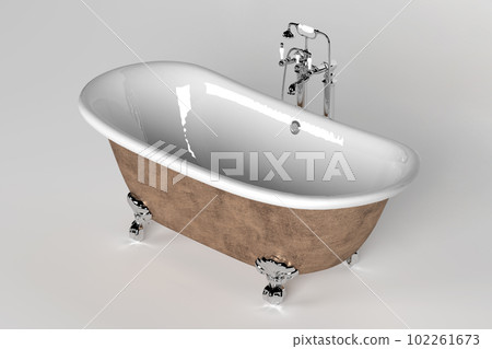 Bathtub and faucet on white background 102261673
