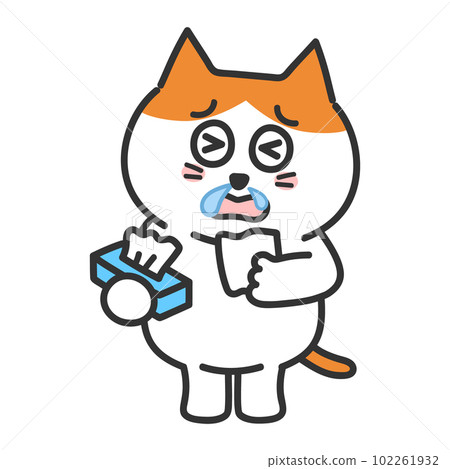 Anthropomorphic illustration of a brown cat with a runny nose 102261932