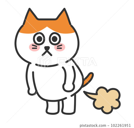 Farting brown white cat personified illustration 102261951