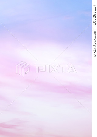 Twilight sky with effect of light in pastel pink, coral, orange, blue tones. Colorful sunset of soft clouds. Background. Vertical Twilight sky with effect of light in pastel pink, coral, orange, blue tones. Colorful sunset of soft clouds. Background. Vertical 102262117