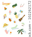 tropical summer travel icon set 102262172