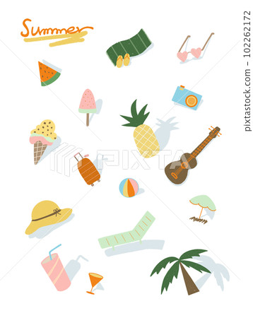 tropical summer travel icon set 102262172