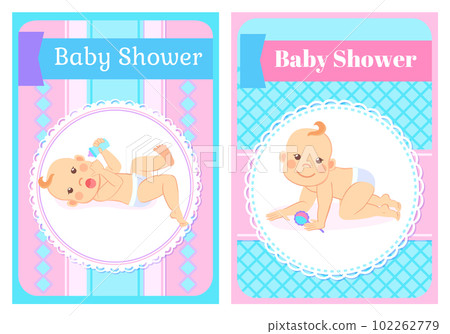 Baby Shower Invitations in Round Frame, Milestones 102262779