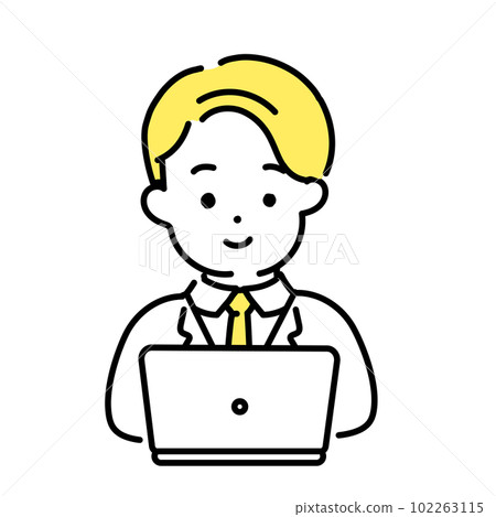 可愛人物插畫系列_上班族男_微笑 102263115