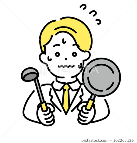 Illustration series of cute people _ Male office worker _ Cooking Illustration series of cute people _ Male office worker _ Cooking 102263126