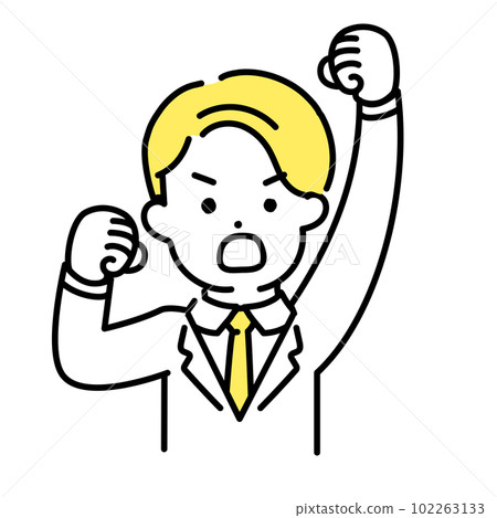 插圖系列可愛的人_男性上班族_抗議 插圖系列可愛的人_男性上班族_抗議 102263133