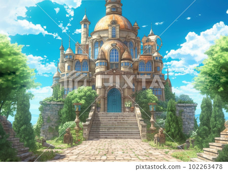 藍天城堡奇幻動漫背景,生成AI 藍天城堡奇幻動漫背景,生成AI 102263478