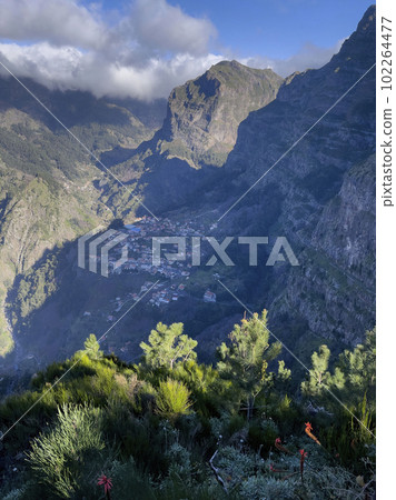 Small village Curral das Freiras in Nuns Valley in Madeira, 102264477